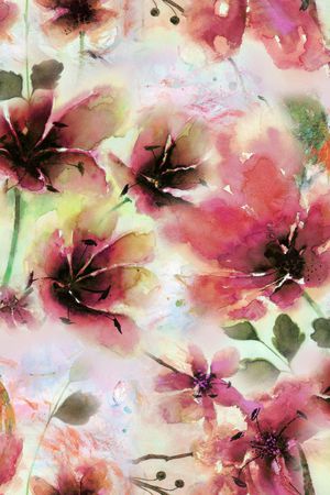 水彩花卉印花华亿平台图片