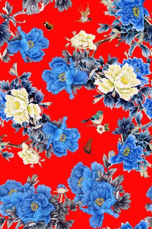 水墨牡丹印花华亿平台图片