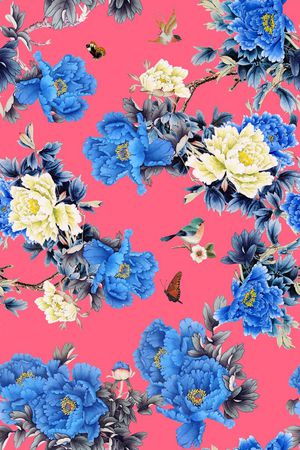 水墨牡丹印花华亿平台图片