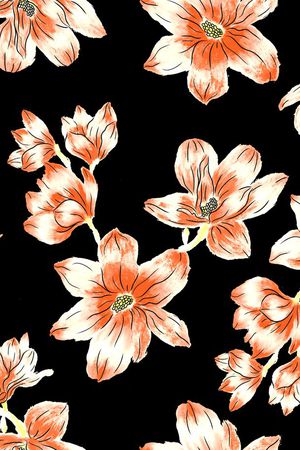 手绘花卉印花华亿平台图片