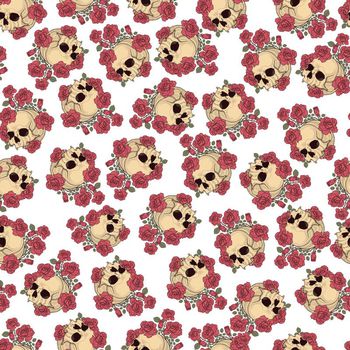 679667-骷颅头玫瑰花