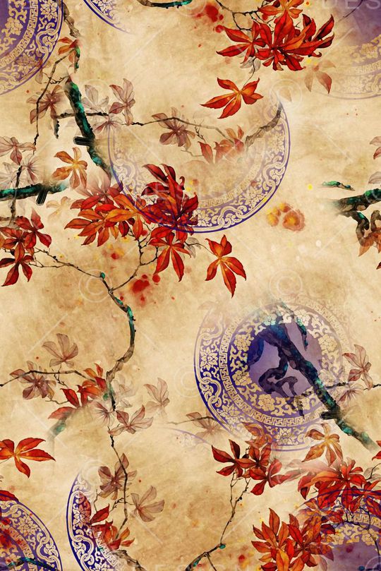 青花瓷印花华亿平台图片