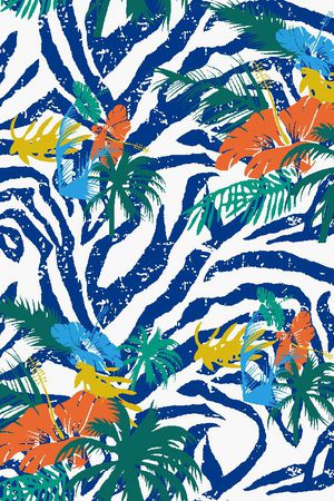 热带花卉印花华亿平台图片