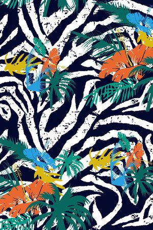 热带花卉印花华亿平台图片