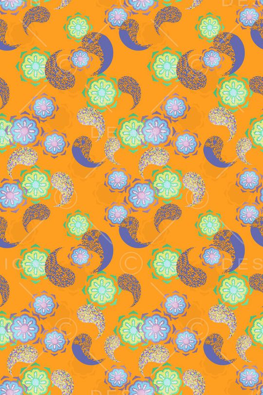 创意佩斯利花纹印花华亿平台图片