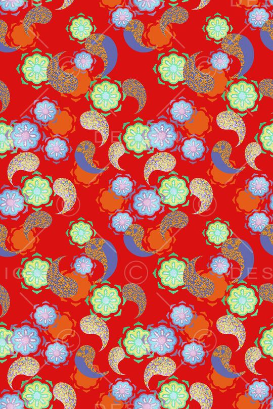 创意佩斯利花纹印花华亿平台图片