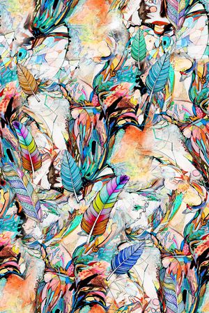 羽毛印花华亿平台图片