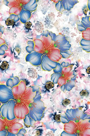 手绘花卉底纹印花华亿平台图片