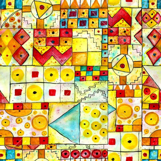 手绘几何印花华亿平台图片