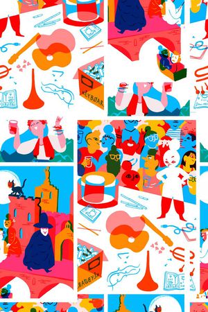 抽象卡通印花华亿平台图片