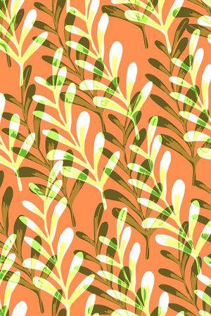 手绘风格树叶印花华亿平台图片