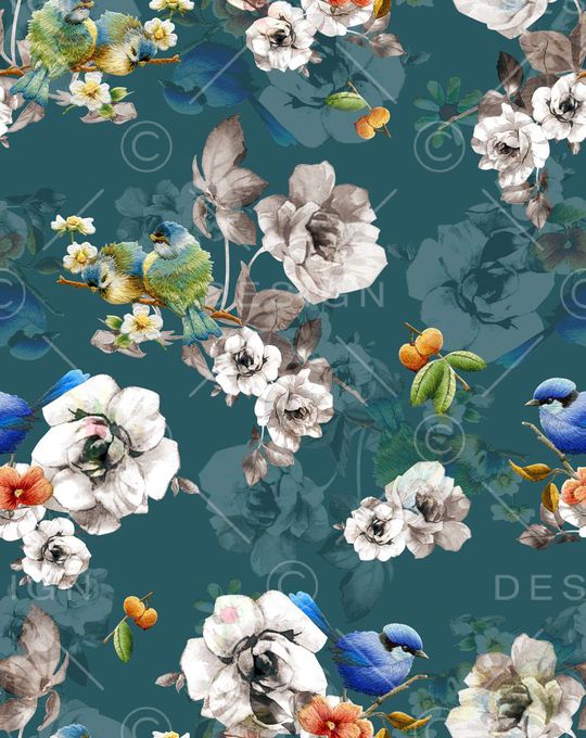 刺绣花鸟印花华亿平台图片