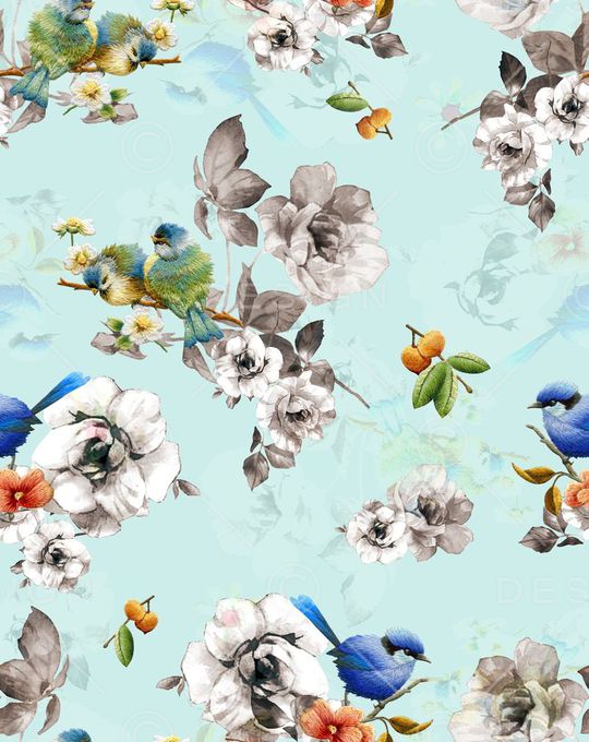 刺绣花鸟印花华亿平台图片