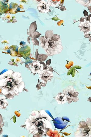 刺绣花鸟印花华亿平台图片