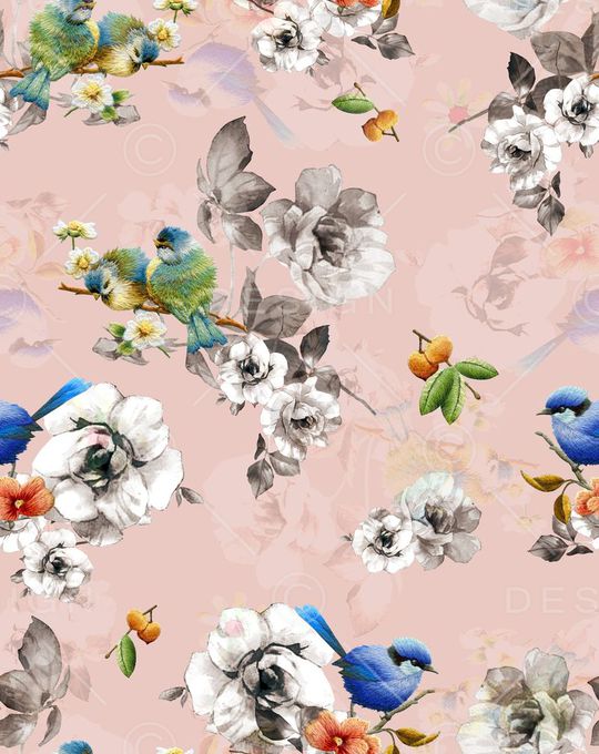 刺绣花鸟印花华亿平台图片