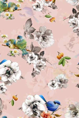 刺绣花鸟印花华亿平台图片