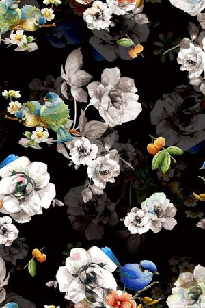 刺绣花鸟印花华亿平台图片