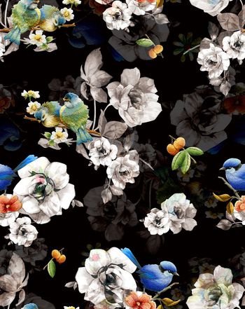 681137-刺绣玫瑰花鸟-D