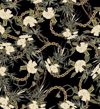 大牌手绘雨林树叶印花华亿平台图片