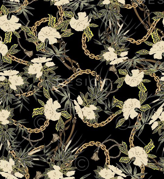 大牌手绘雨林树叶印花华亿平台图片