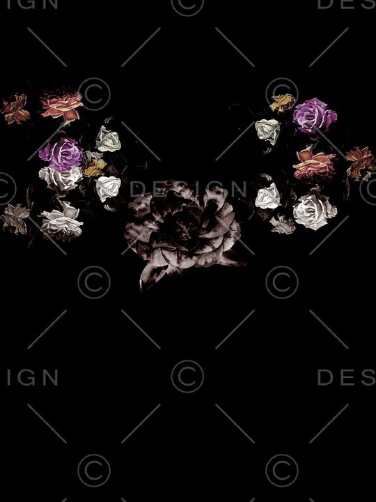 抽象手绘花卉玫瑰花数码印花印花华亿平台图片