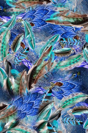 孔雀羽毛印花华亿平台图片