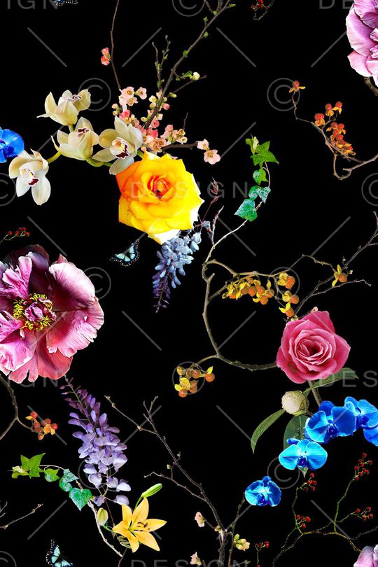 欧美3D真花印花华亿平台图片