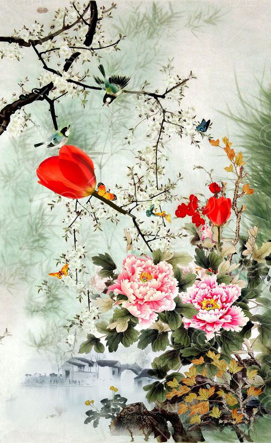 牡丹印花华亿平台图片