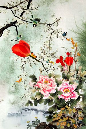 牡丹印花华亿平台图片