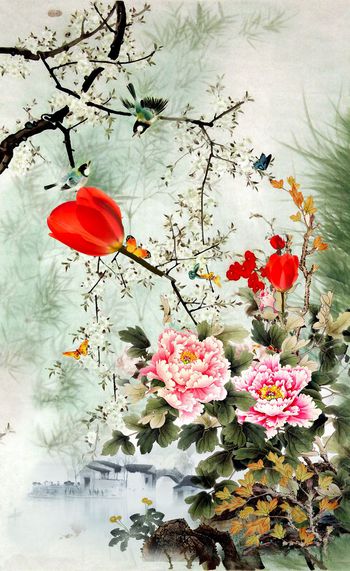 牡丹印花华亿平台图片