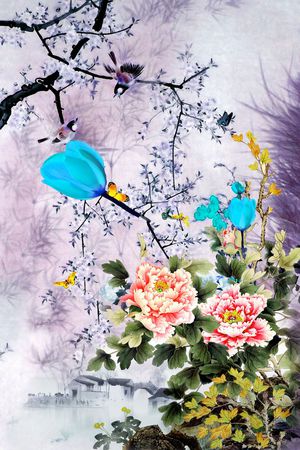 牡丹印花华亿平台图片