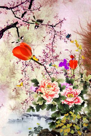 牡丹印花华亿平台图片