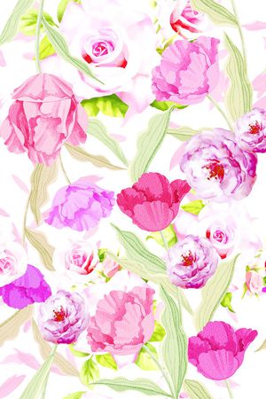 花卉组合印花华亿平台图片