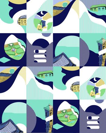 不规则几何印花华亿平台图片