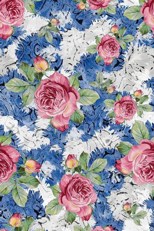 手绘水彩玫瑰印花华亿平台图片