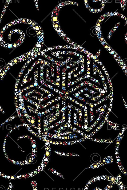 彩绘几何星空数码印花印花华亿平台图片