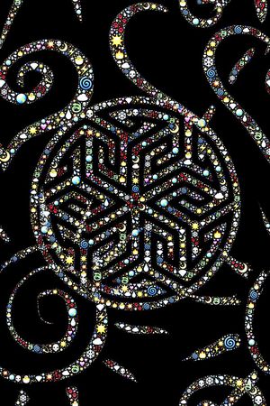 彩绘几何星空数码印花印花华亿平台图片