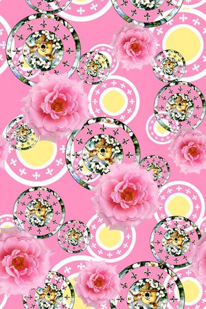 抽象手绘满版花卉印花华亿平台图片