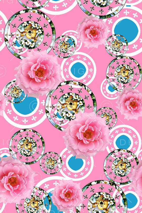 抽象手绘满版花卉印花华亿平台图片