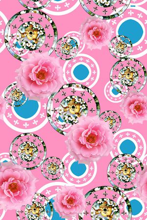 抽象手绘满版花卉印花华亿平台图片