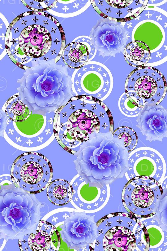 抽象手绘满版花卉印花华亿平台图片