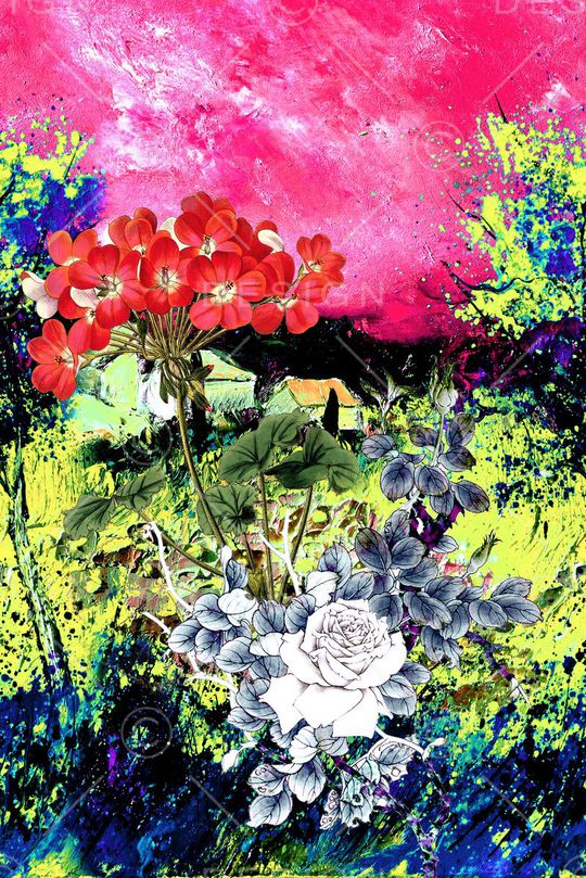 花卉印花华亿平台图片