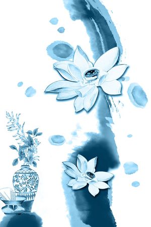 青花瓷印花华亿平台图片