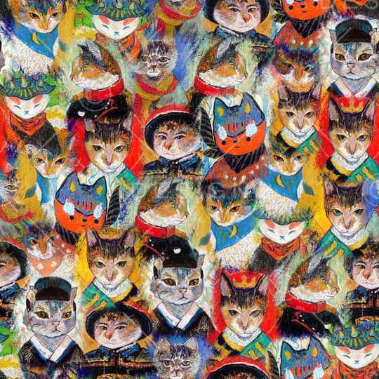 可爱猫咪卡通印花华亿平台图片