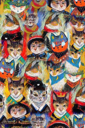 可爱猫咪卡通印花华亿平台图片