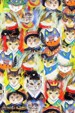 可爱猫咪卡通印花华亿平台图片