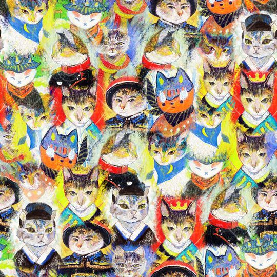 可爱猫咪卡通印花华亿平台图片