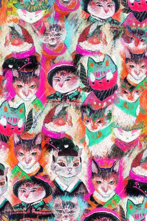 可爱猫咪卡通印花华亿平台图片