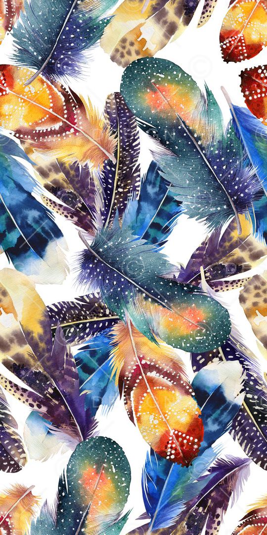 手绘多彩羽毛印花华亿平台图片