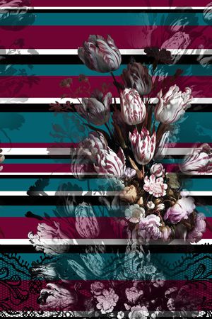 花卉、条纹印花华亿平台图片